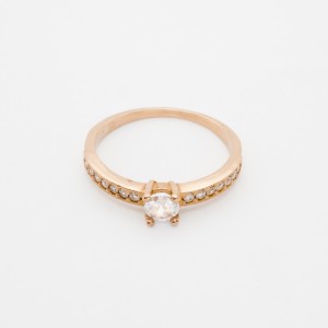 ANEL SOLITÁRIO CRAVEJADO MOEDA