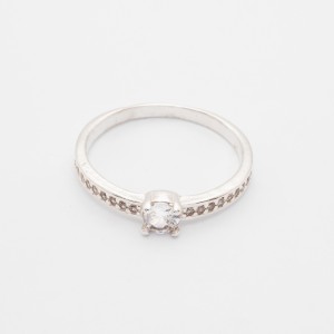 ANEL SOLITARIO CRAVEJADO PRATA