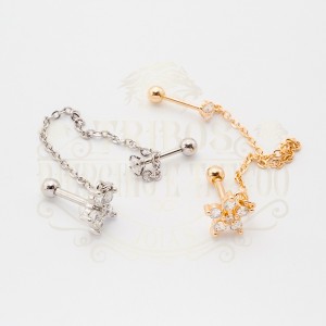 PIERCING FLOR CORRENTE BANHADO 2 EM 1