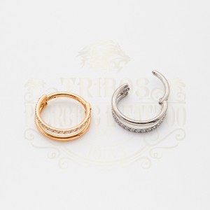 PIERCING ARGOLA RETA DUPLA LISA E CRAVEJADA