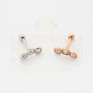 PIERCING BARBELL CLUSTER TRÊS PEDRAS BANHADO