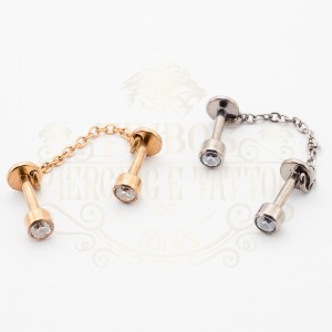 PIERCING LABRET PONTO DE LUZ CORRENTE 2 EM 1