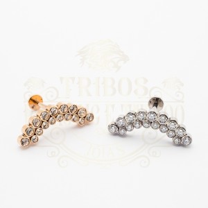 PIERCING LABRET CLUSTER DUAS FILEIRAS CRAVEJADOS