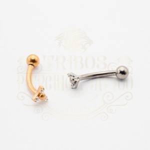 PIERCING MICRO CURVO TRIANGULAR TRÊS PEDRAS