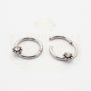 PIERCING ARGOLA CLICKER FLOR PEDRA CENTRAL