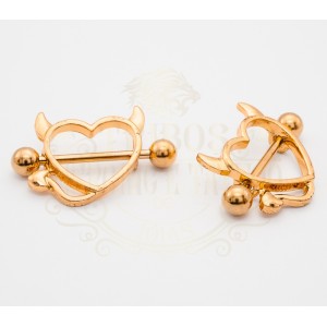 PIERCING MAMILO CORAÇÃO CHIFRINHO