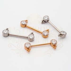 PIERCING MAMILO PEDRA ZIRCÔNIA E TRÊS BOLL