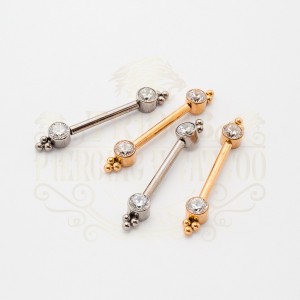 PIERCING MAMILO PEDRA ZIRCÔNIA TRÊS BOLL LATERAL