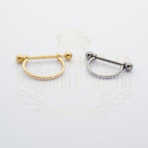 PIERC. BARBELL RETO COM ARGOLA CRAVEJADA